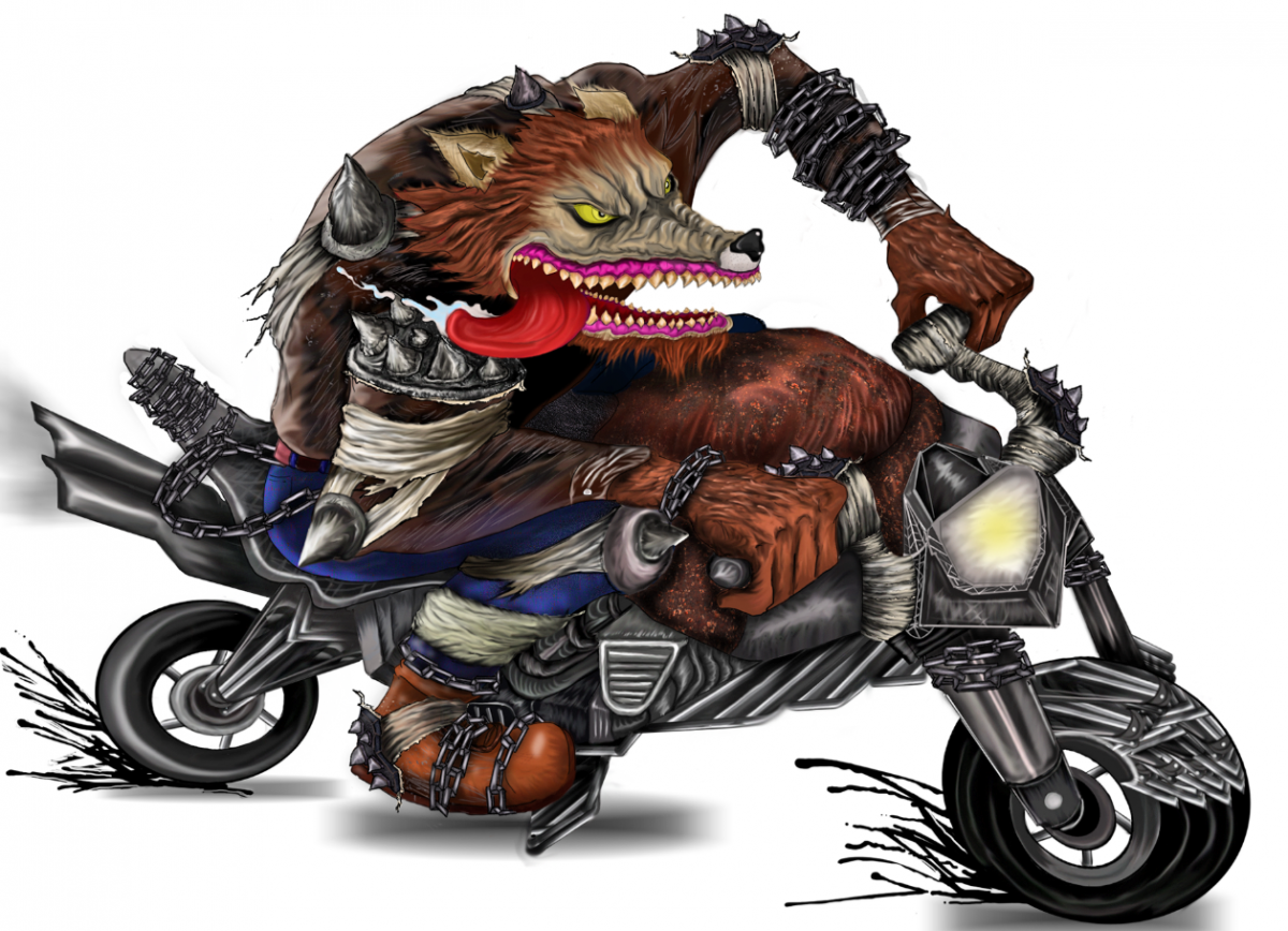 Вервольф на мотоцикле арт