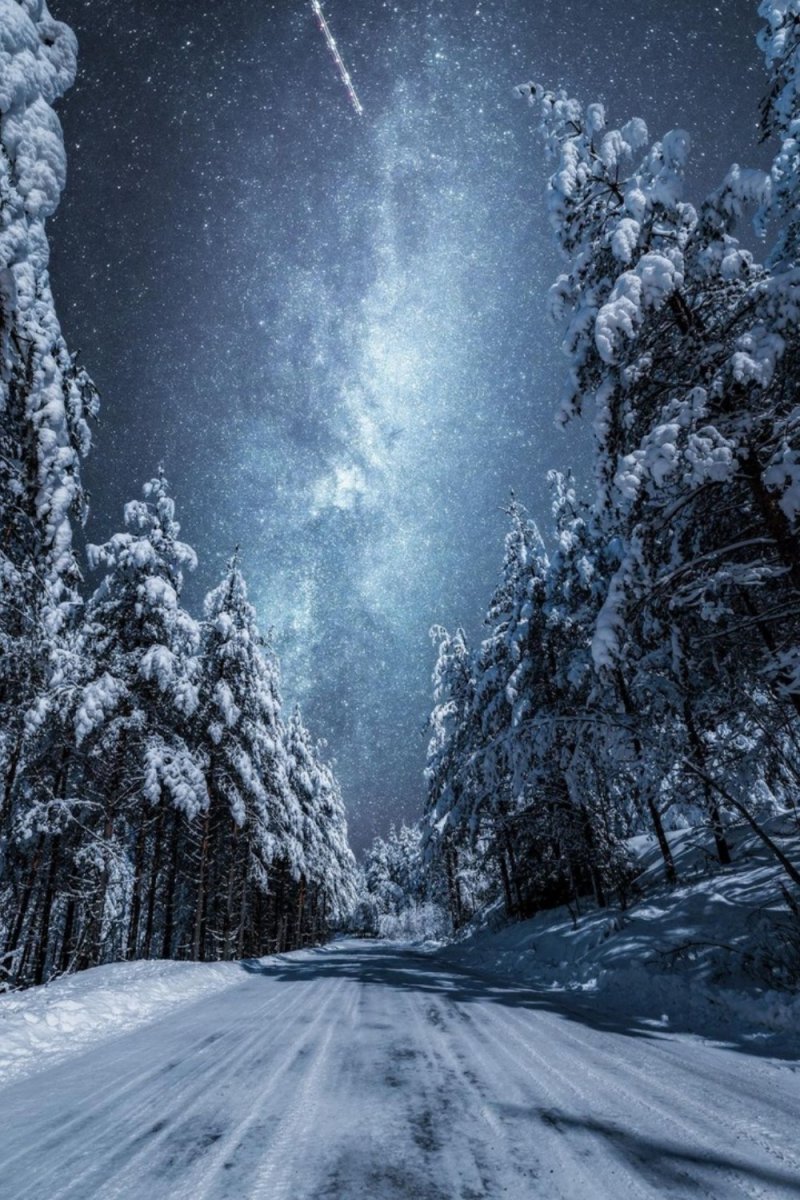 Норвегия зимой ночью