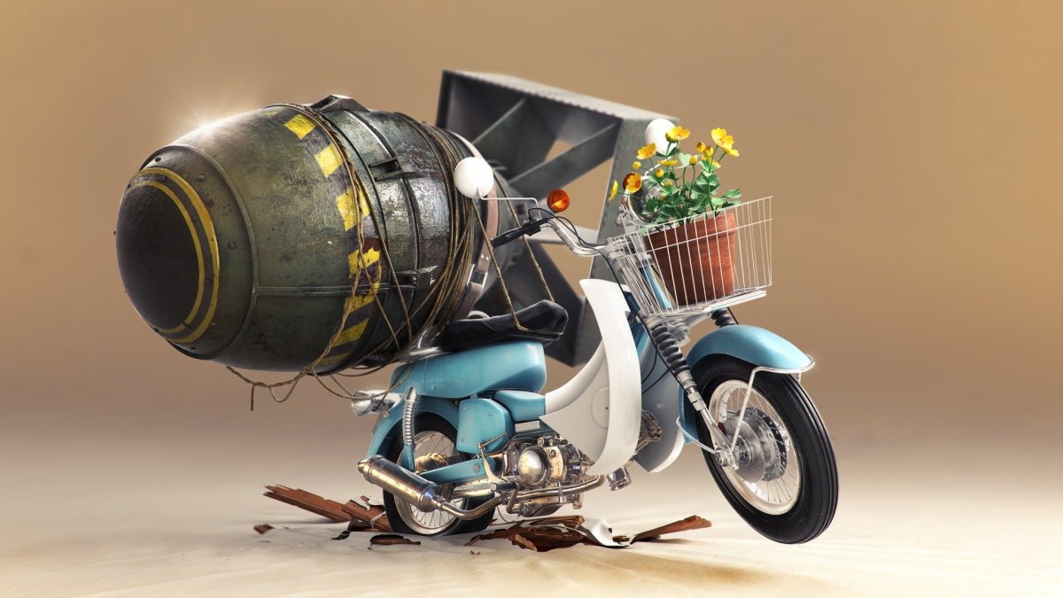 Мотоцикл и цветы