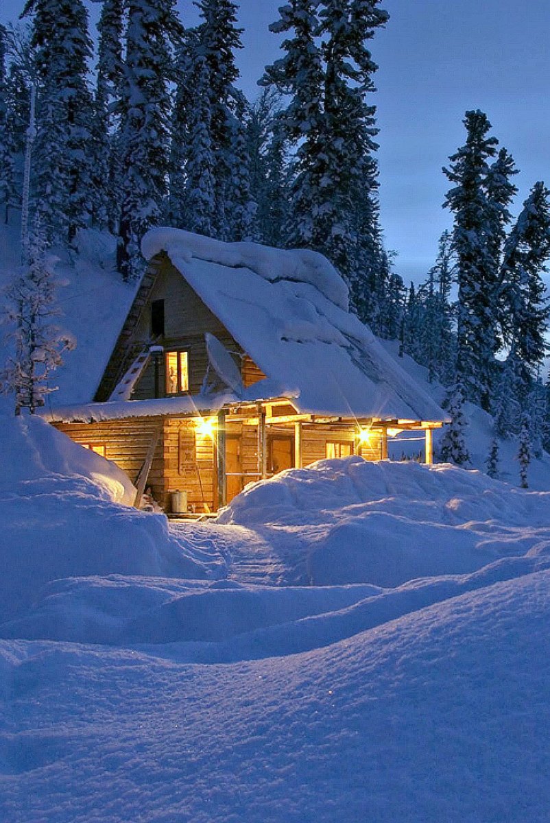 Зима домик в лесу
