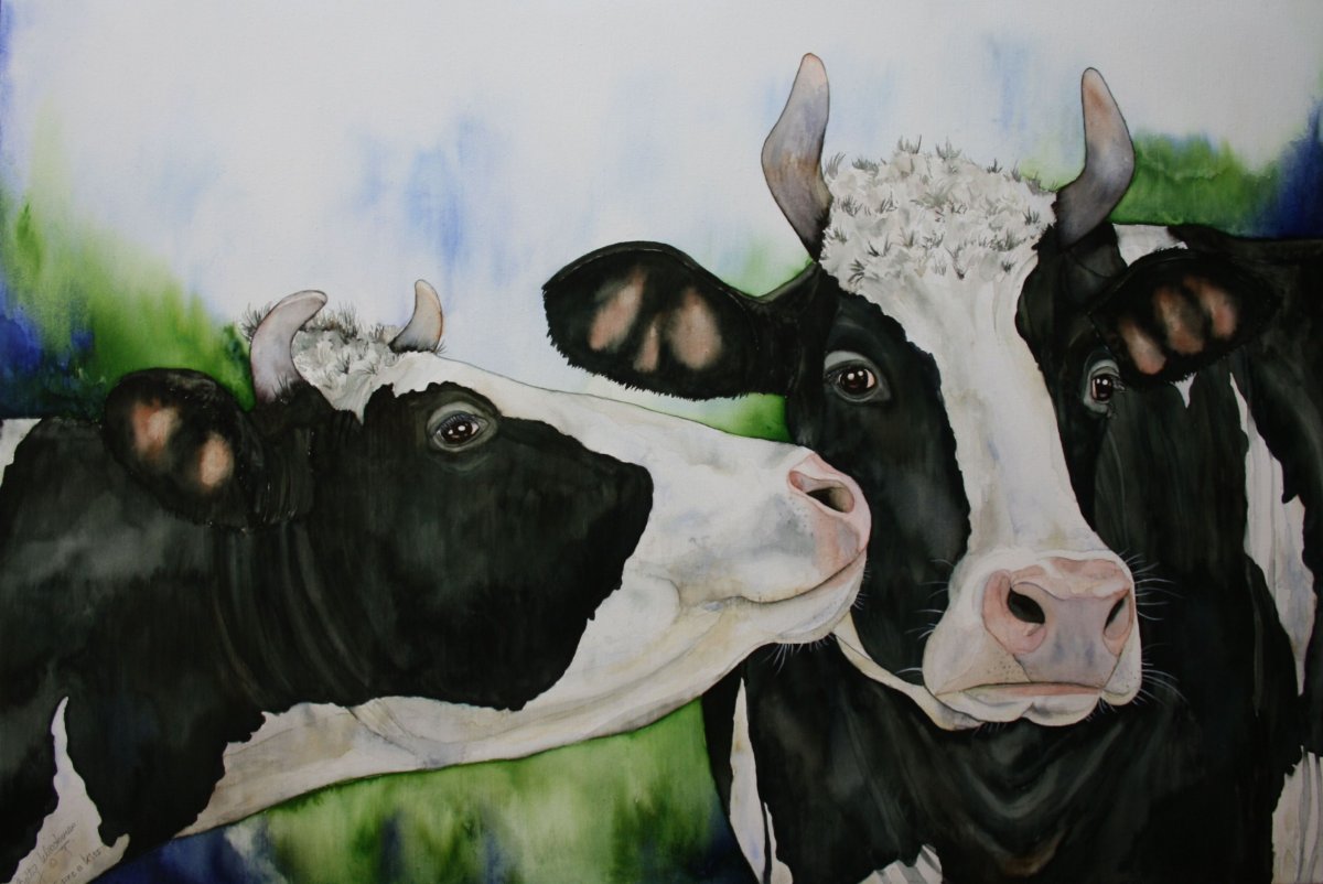 Корова с 2 телятами картина