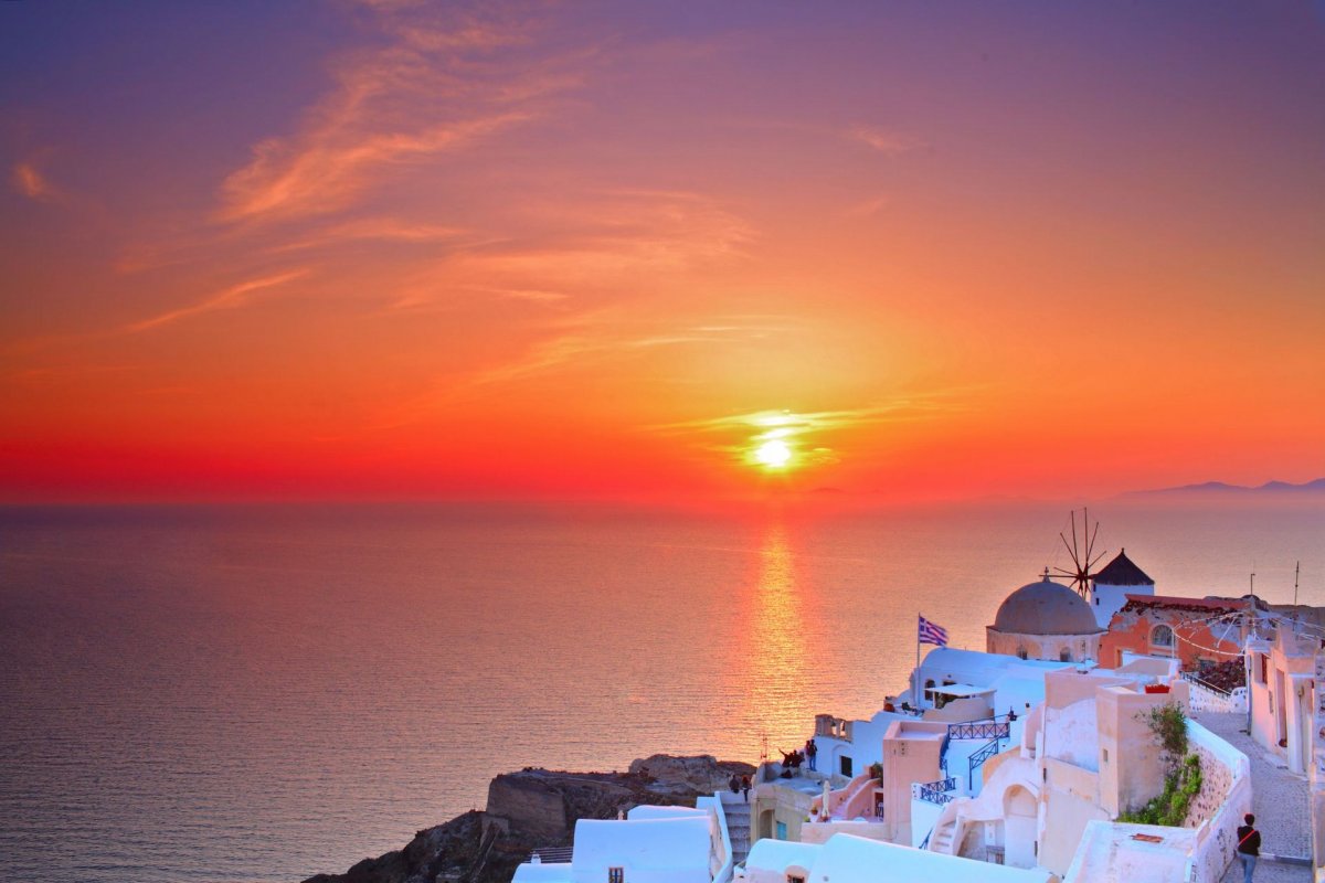 Греция остров Санторини на закате