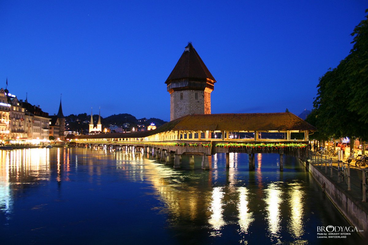 Маленький красивый городок в Швейцарии Люцерн