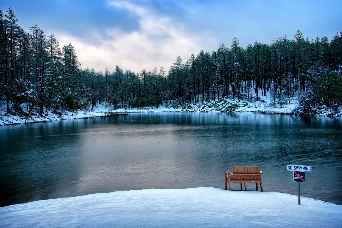 Картинка для детей зима на озере