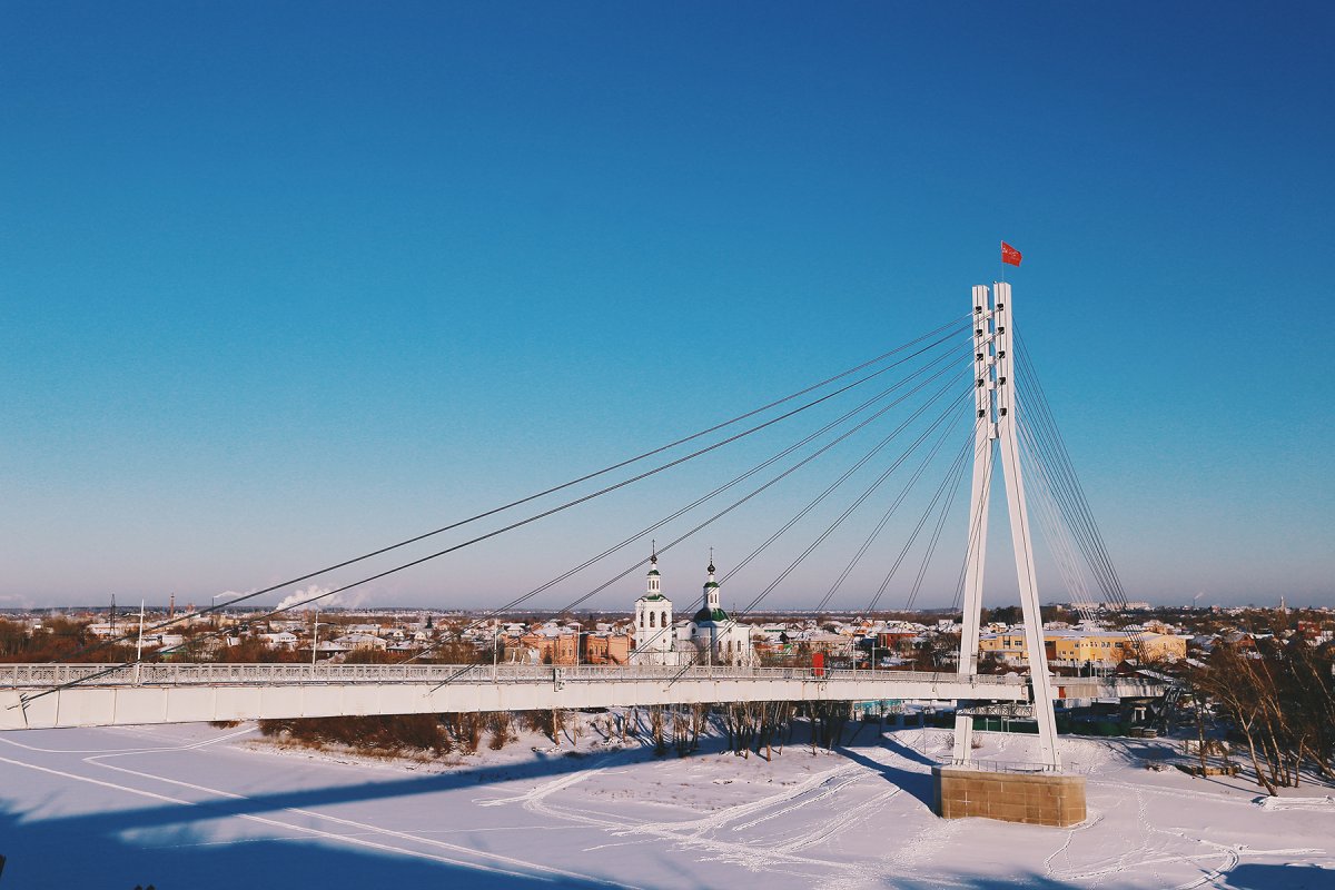 Мост влюбленных Тюмень зима
