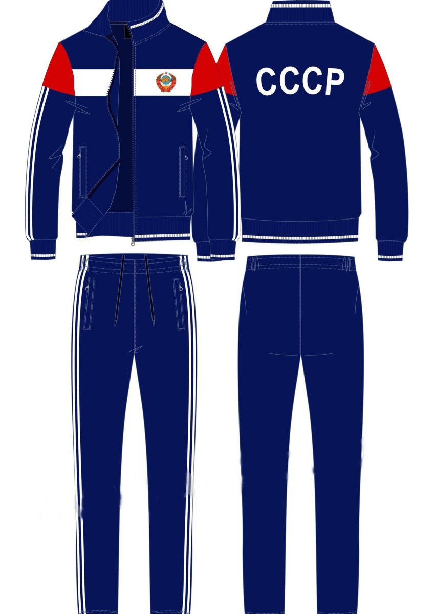 Спортивный костюм мужской с символикой СССР SKM-1559, темно-синий