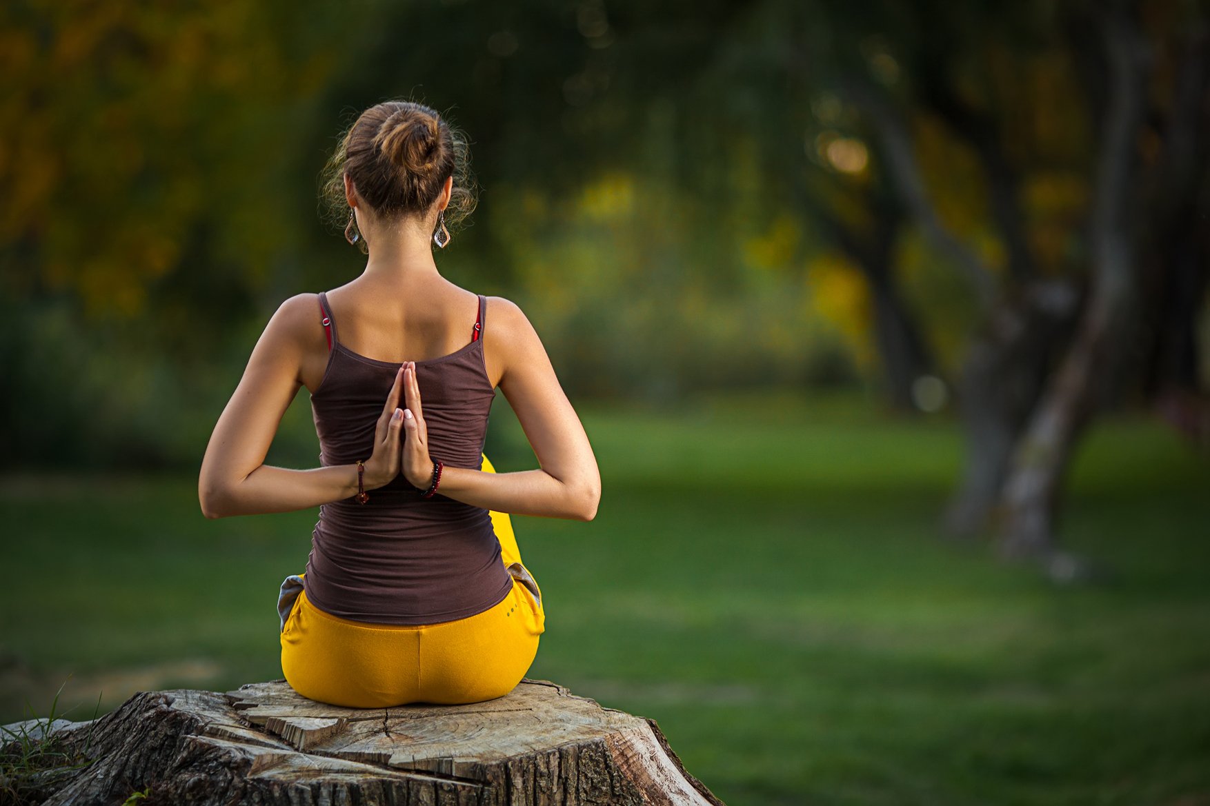 Медитация сосуды. Йога. Красивая осанка. Красивая йога на природе. Девушка медитирует.