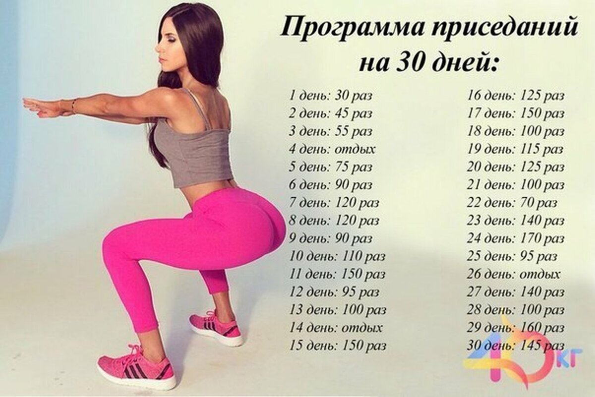 Упражнения на 30 дней для похудения приседания