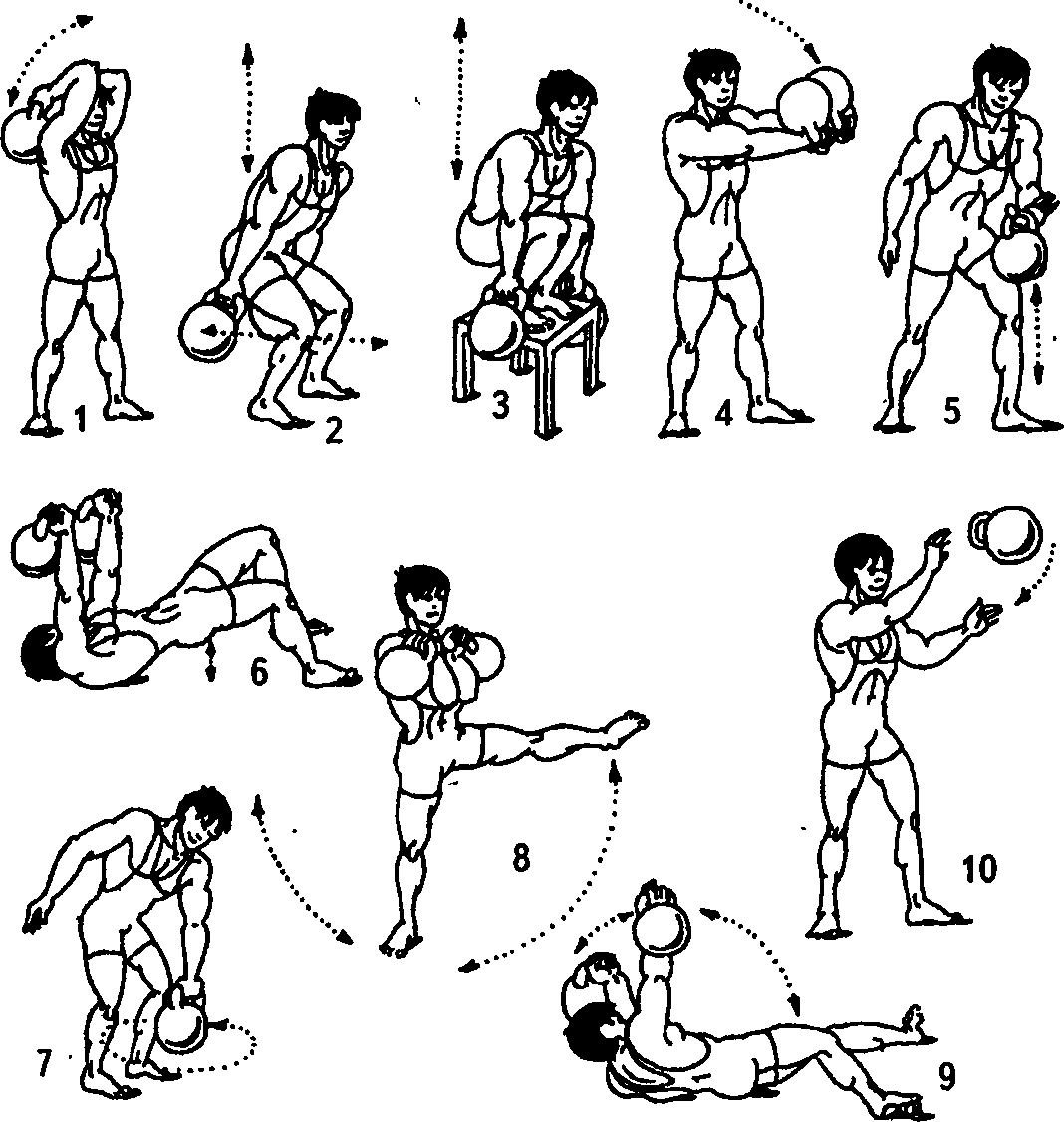 Тренировка на спину с 16 кг гирей