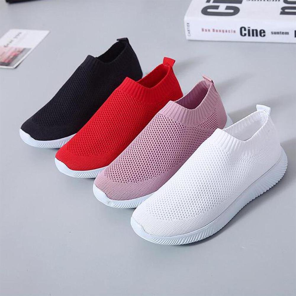 Women Flats Shoes Plus Size 43 Breathable Mesh platform Sneakers women Slip on Soft Ladies Casual Shoes woman Knit Sock Flats