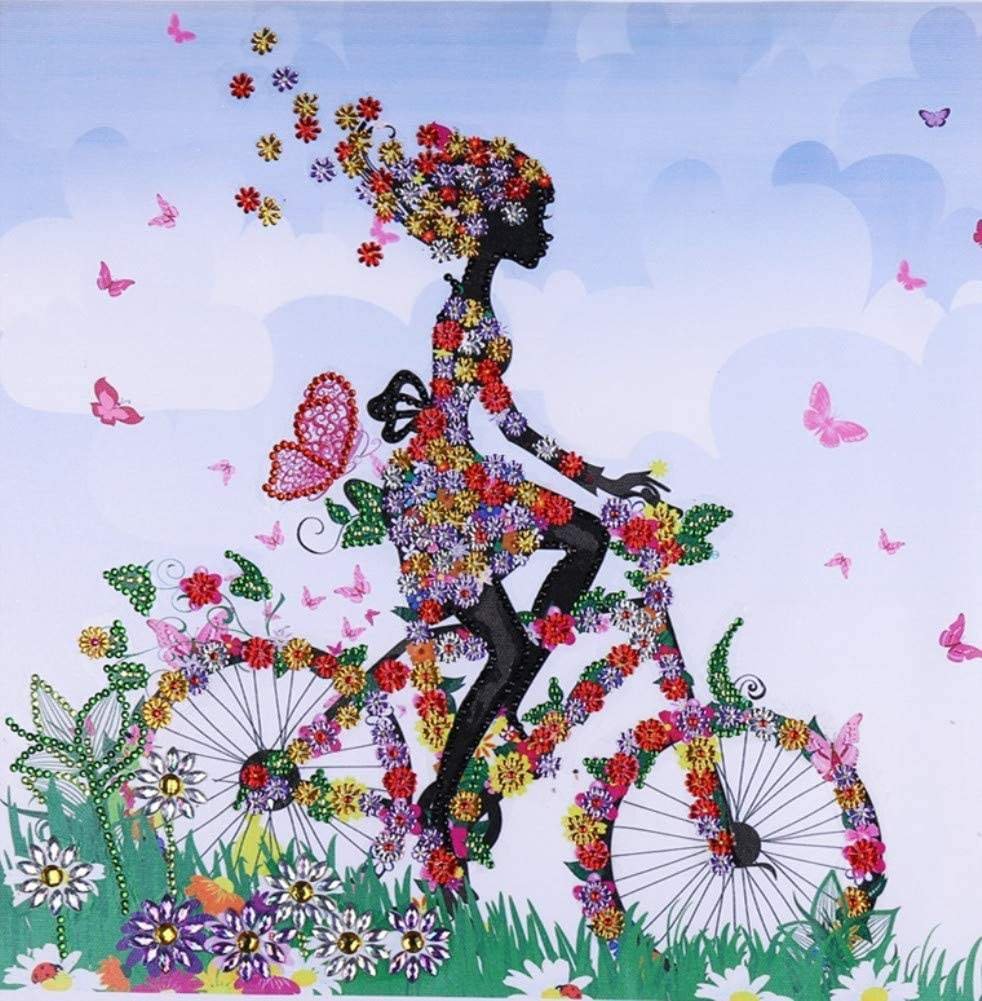 Алмазная мозаика велосипед и цветы