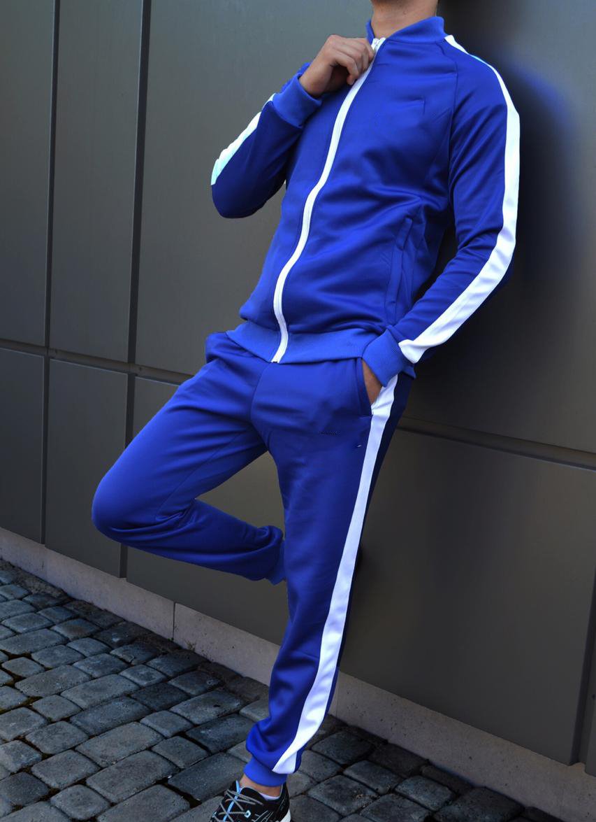 Спортивный костюм adidas синий с лампасами