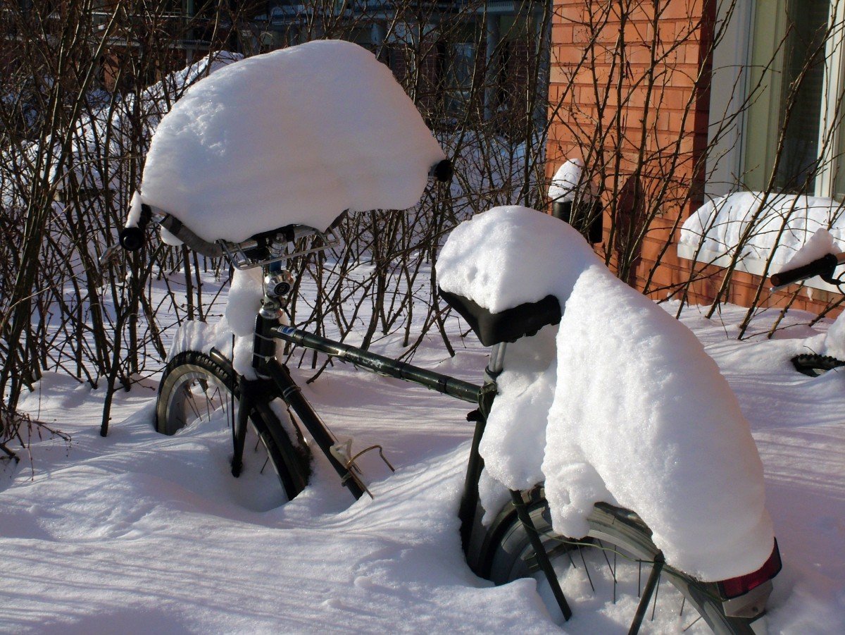 Велосипед снег лед