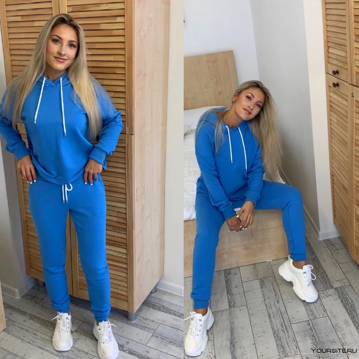 Голубой спортивный костюм женский
