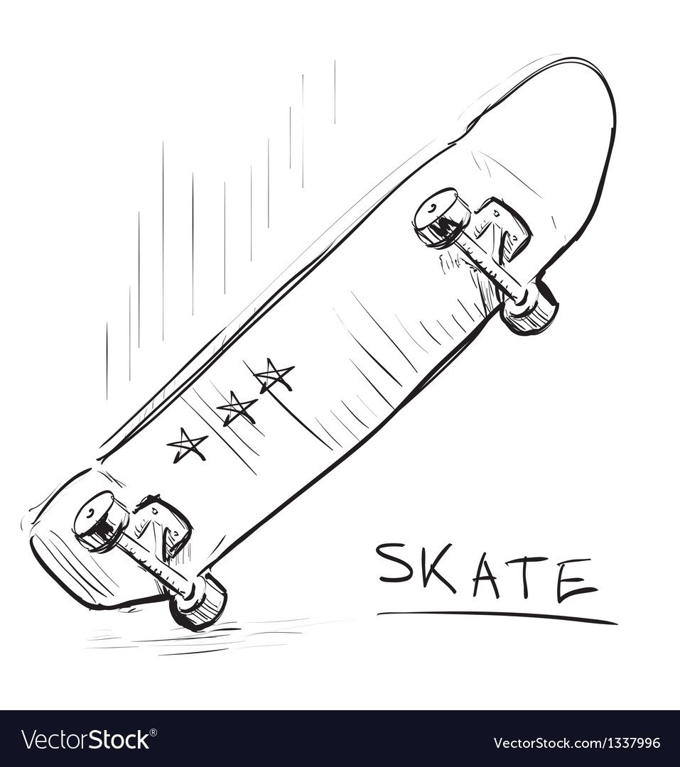 Эскиз поломанный скейт