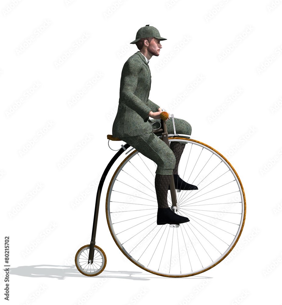 Человек на велосипеде пенни-фартинг