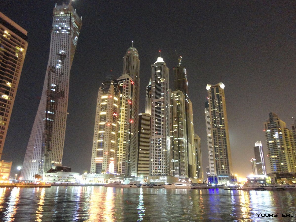 Дубай Марина небоскребы ночью