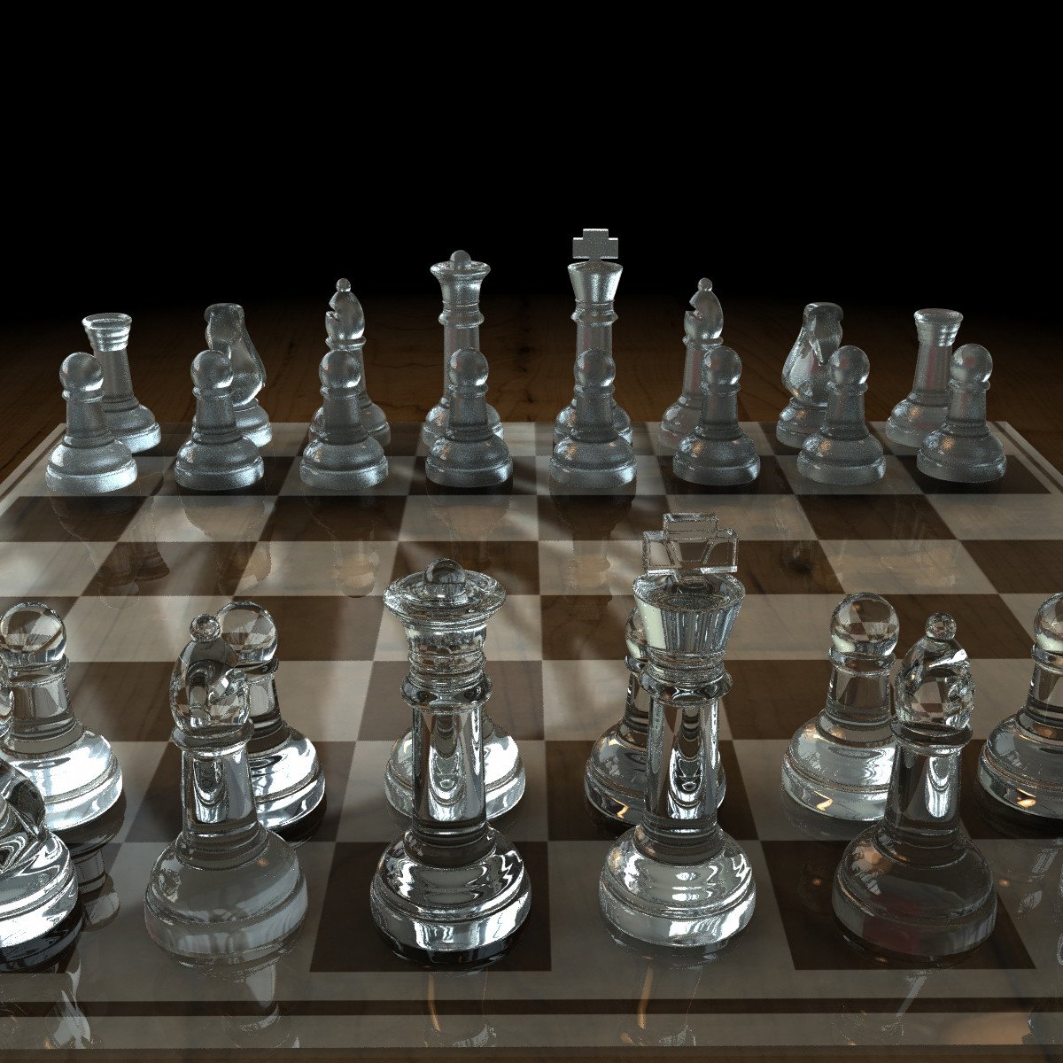 Стеклянные шахматные фигуры