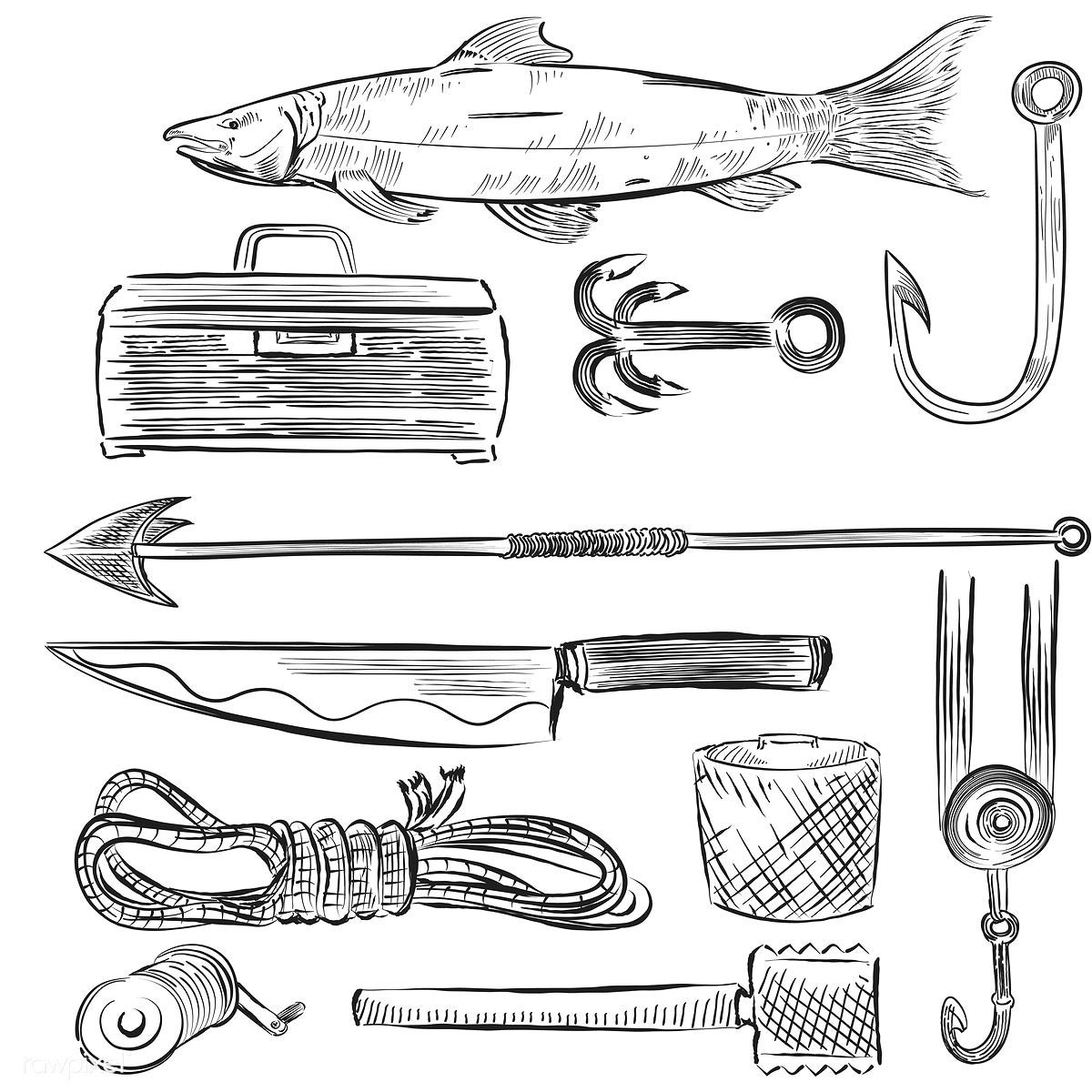 Рыболовные снасти иллюстрации