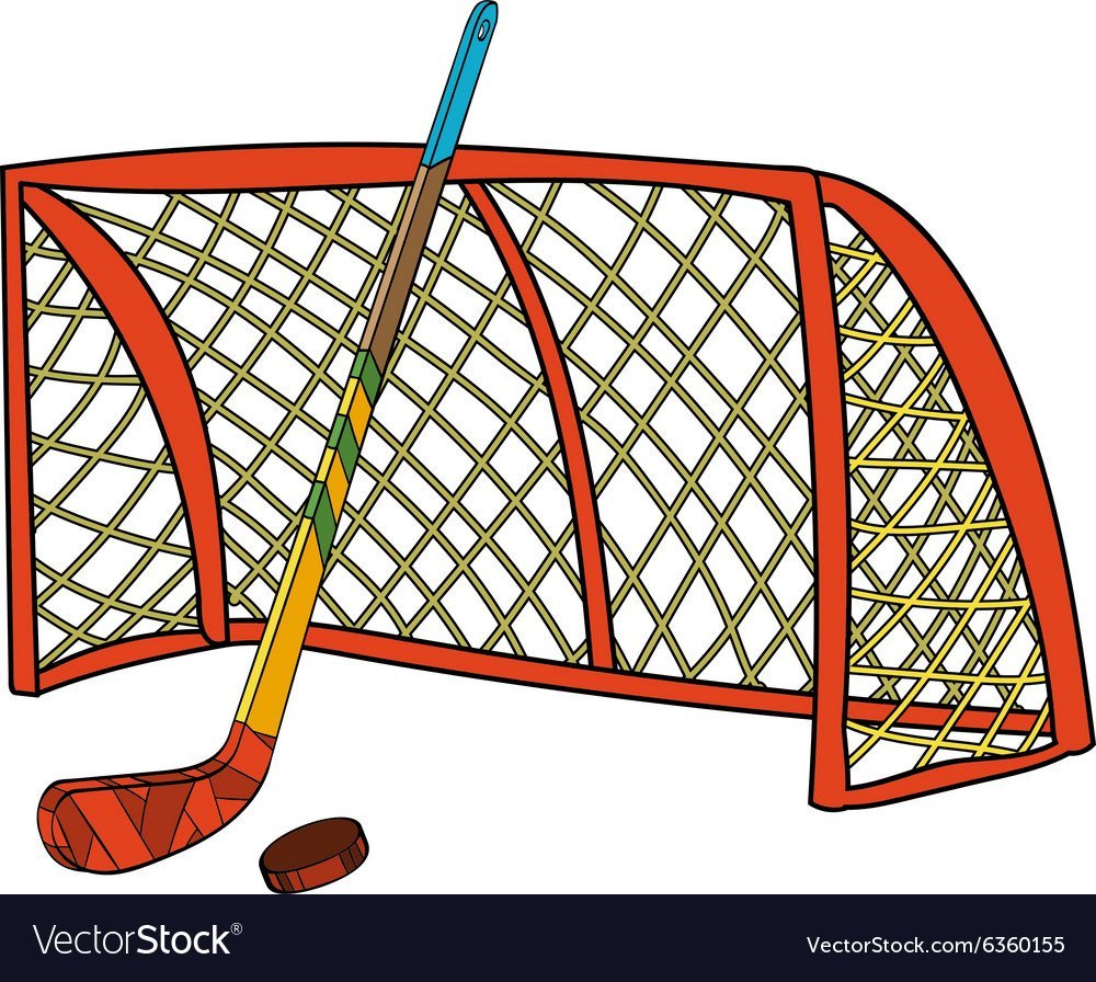 Ворота для хоккея и клюшки вектор