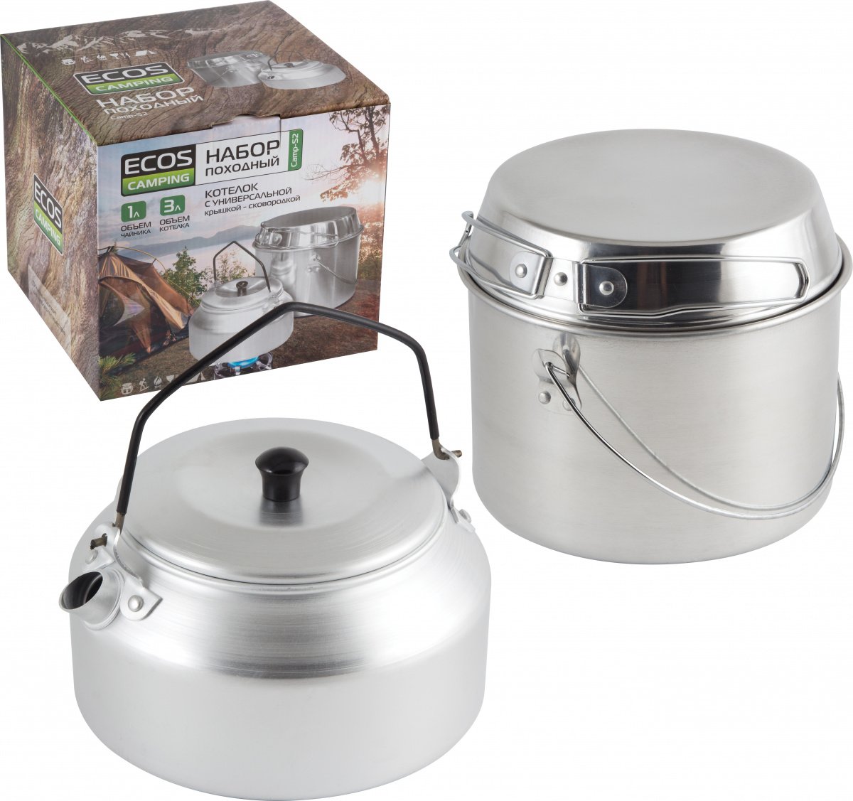 Экос набор походный котелок 3л чайник 1л Camp-s2 991009