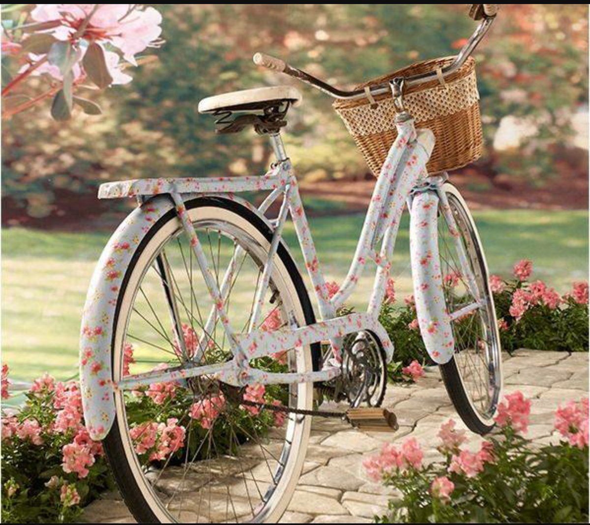 Красивый велосипед с корзинкой
