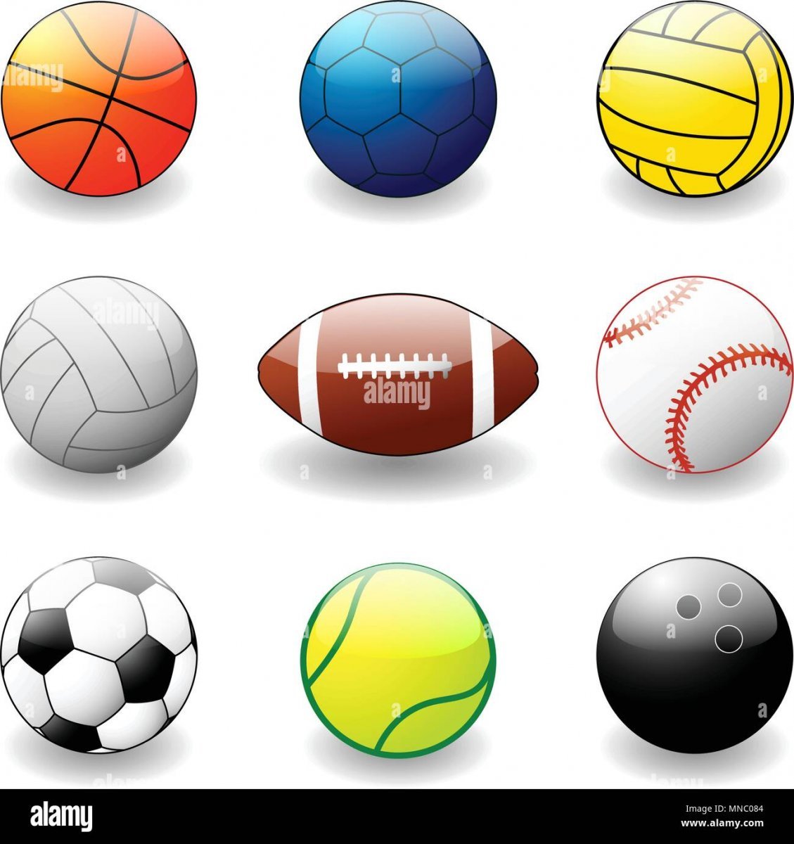 Рисунки спортивных мячей разного вида