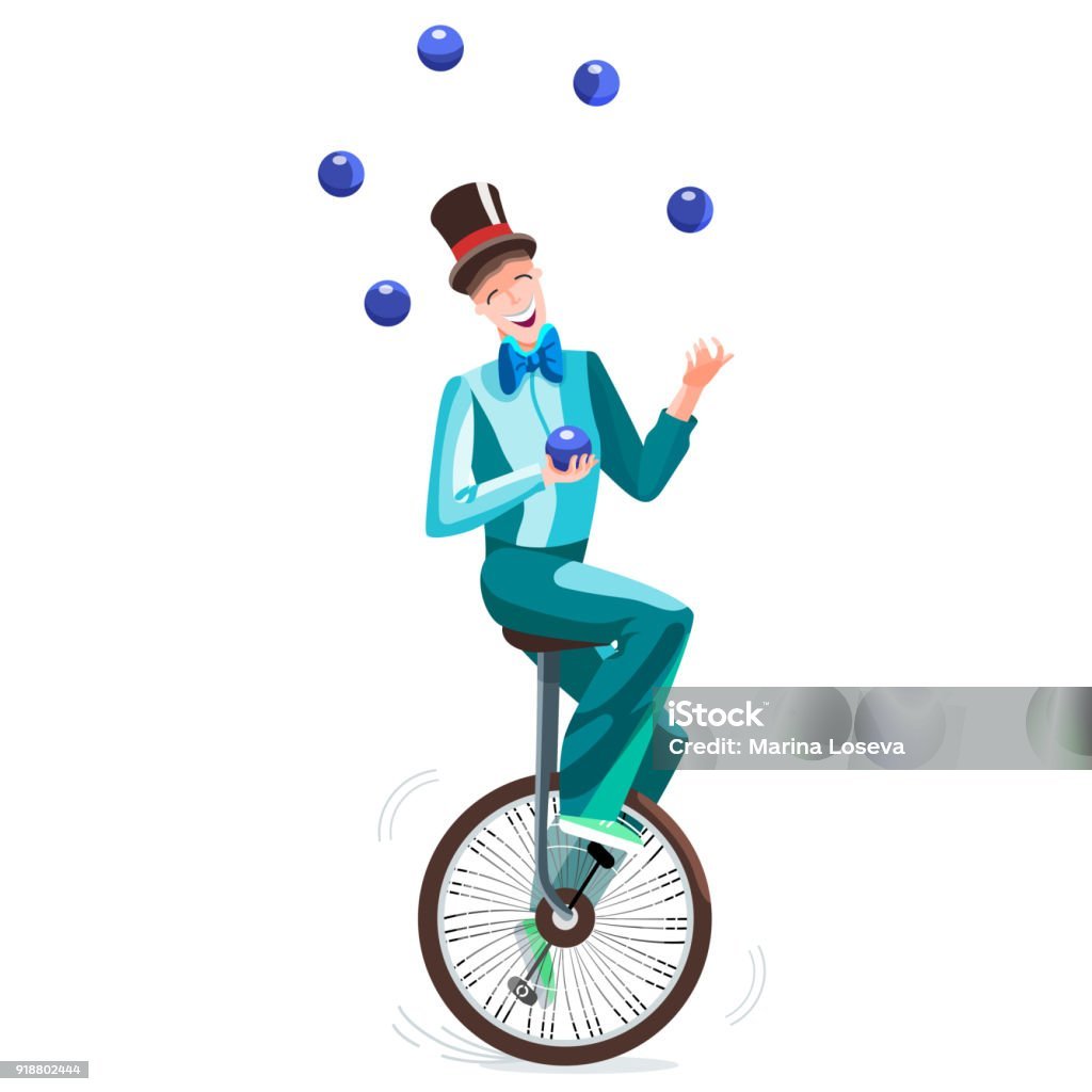 Жонглер на одноколесном велосипеде