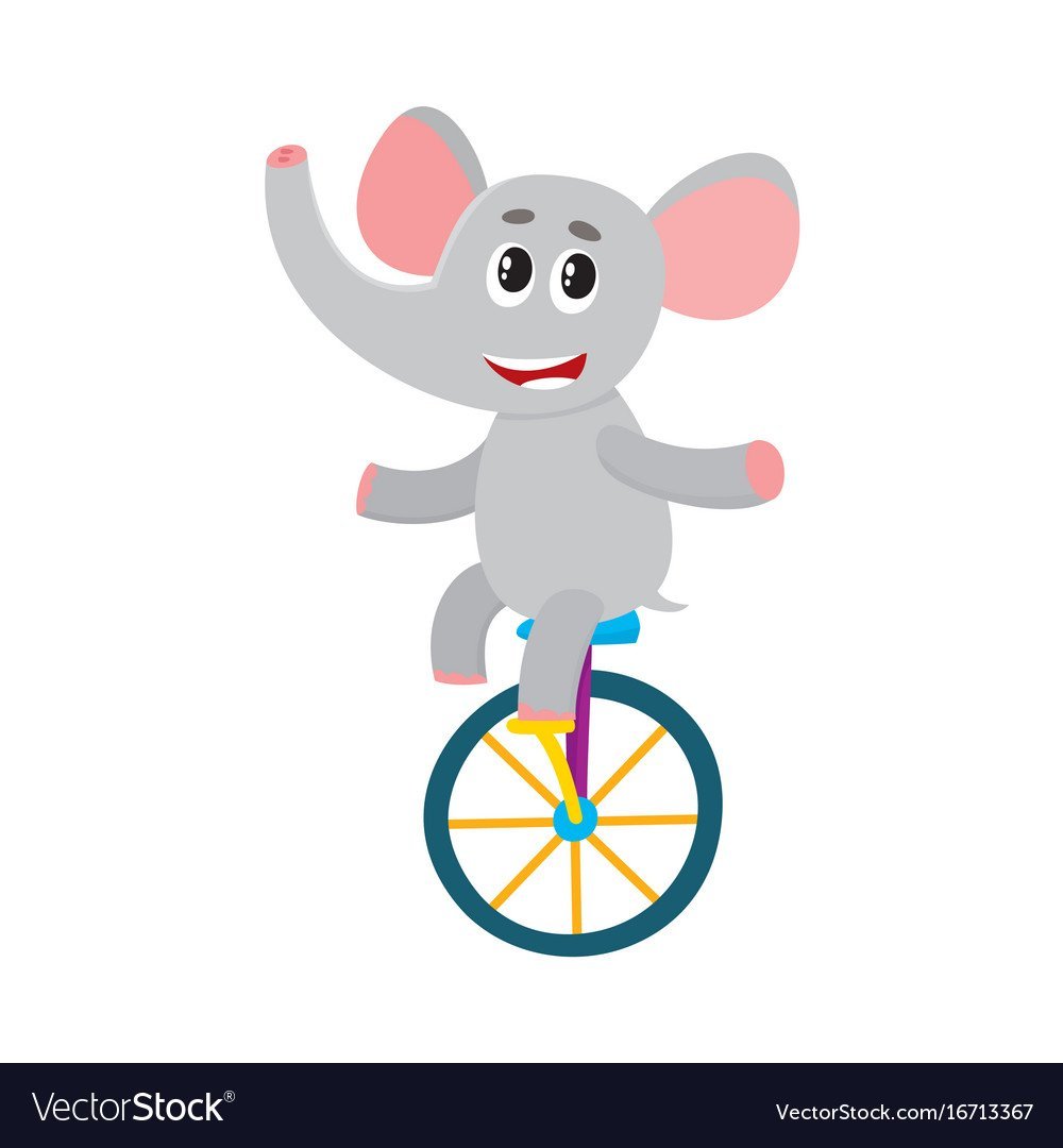 Медведь на одноколесном велосипеде жонглирует