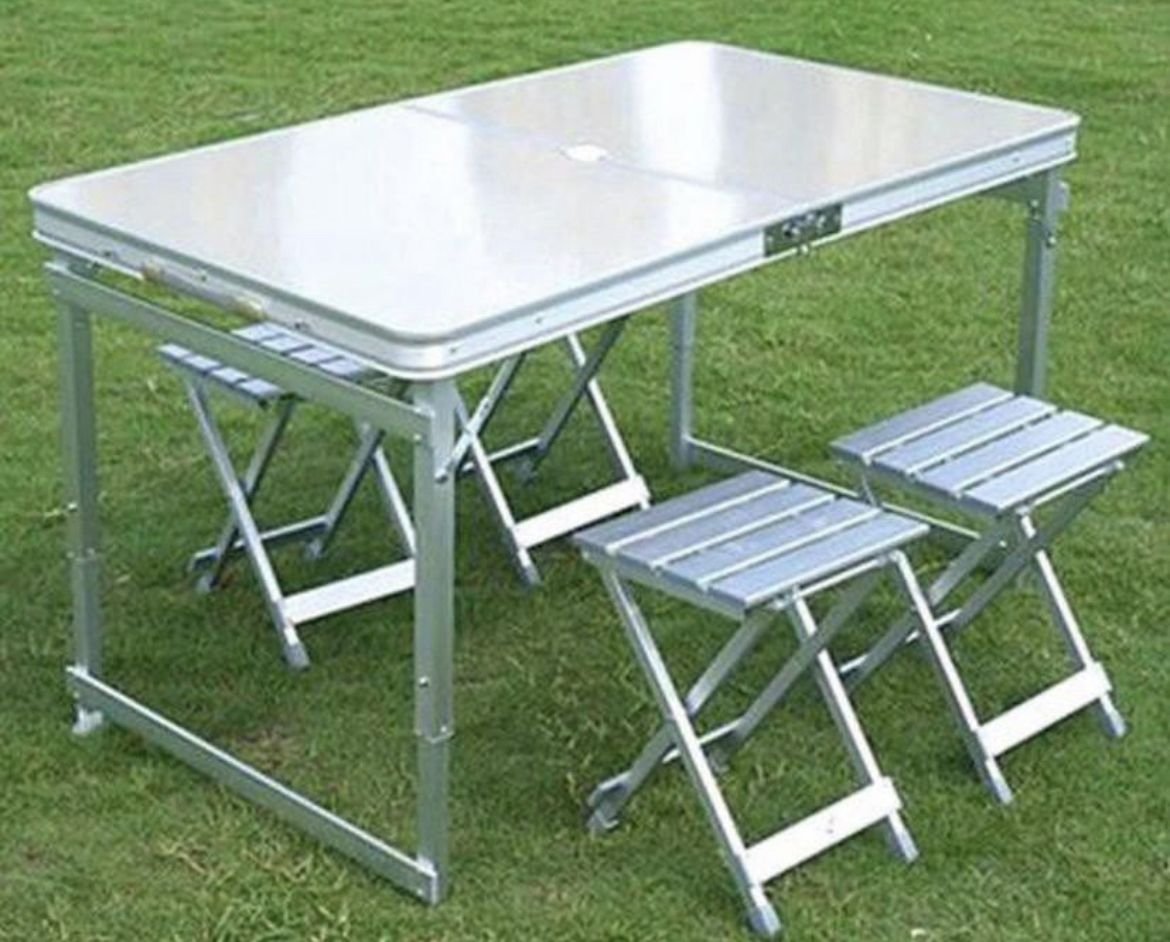Раскладной столик со стульчиками алюминий