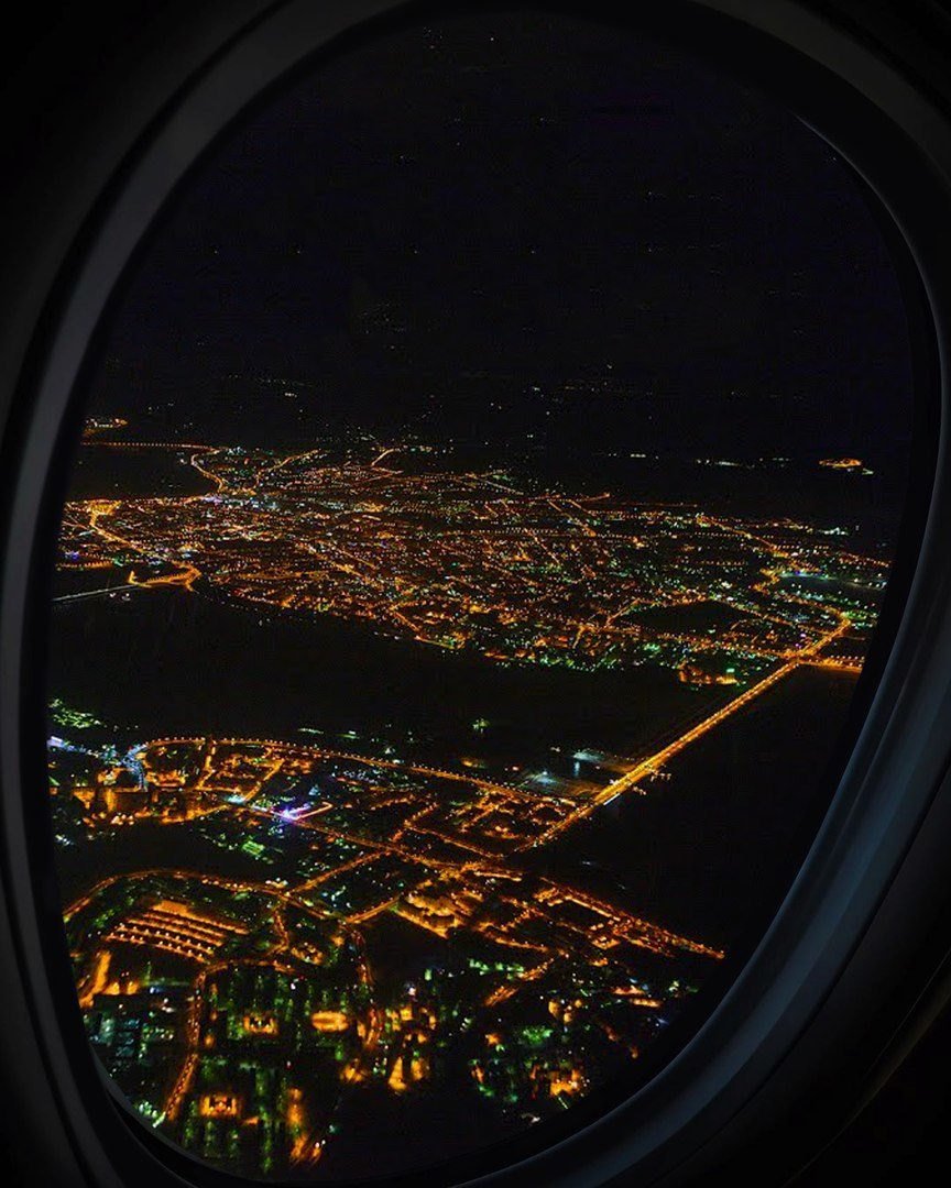Вид из самолета ночью