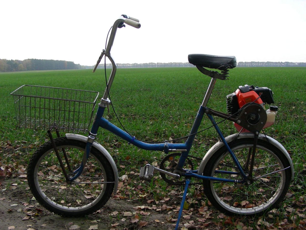 Велосипед стелс с мотором от триммера
