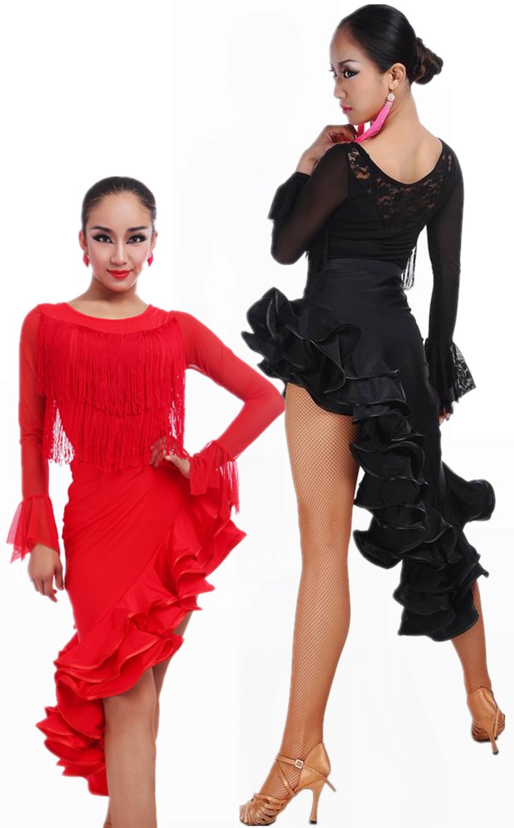 Платья для бальных танцев красное с черным плюс сайз танго
