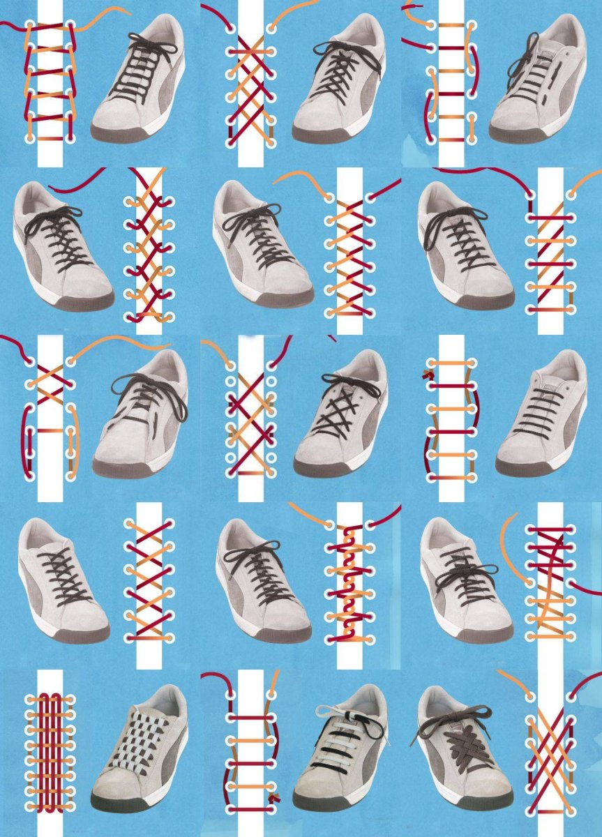 Способы зашнуровать шнурки