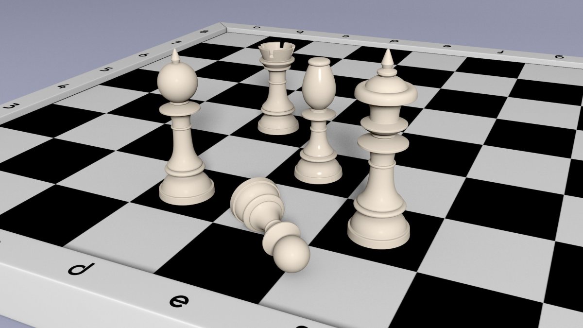 Шахматная доска с фигурами вид сбоку