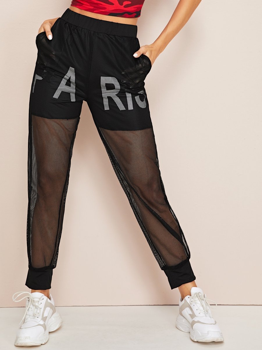 Спортивные брюки с сеткой женские