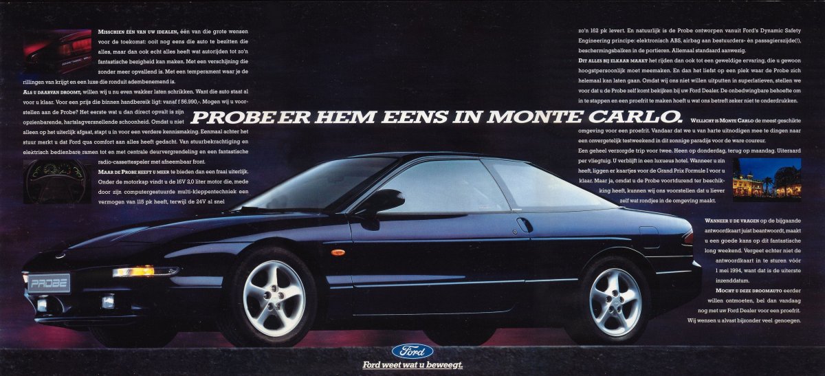 Ford Probe 1990 салон брошюра