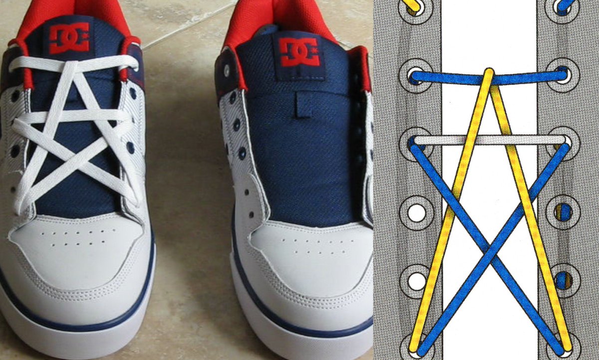 Типы шнурования шнурков на 5 дырок