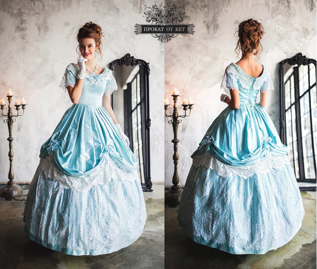 Кринолин 19 век историческое бальное голубое платье