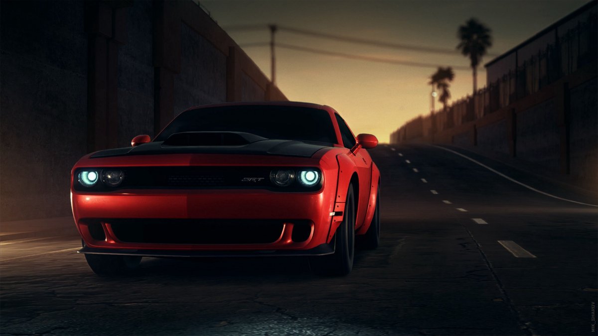 Dodge Challenger Red 4k