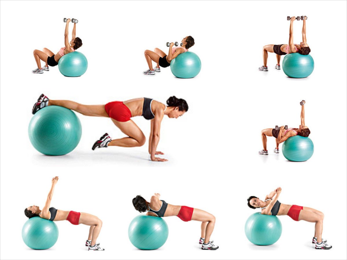 Упражнения с фитнес мячом для позвоночника для женщин