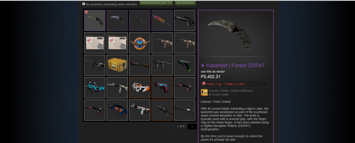 Нож КС го в инвентаре