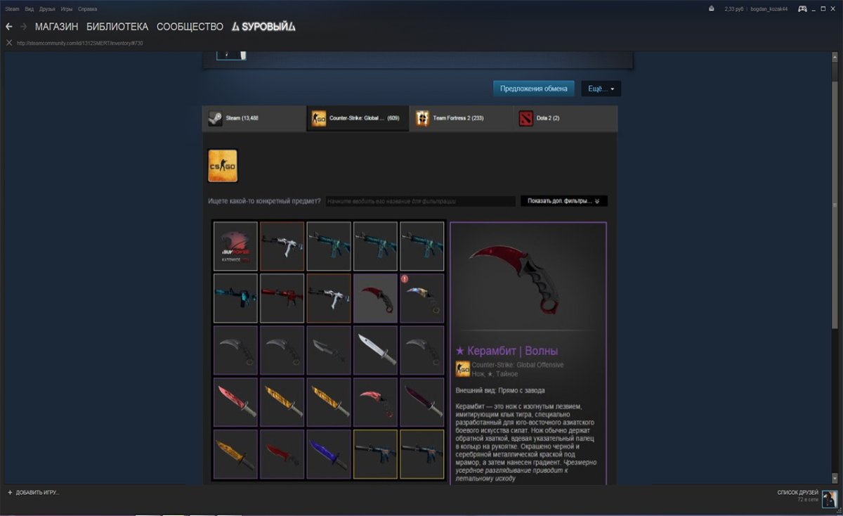 Скриншот инвентаря КС го