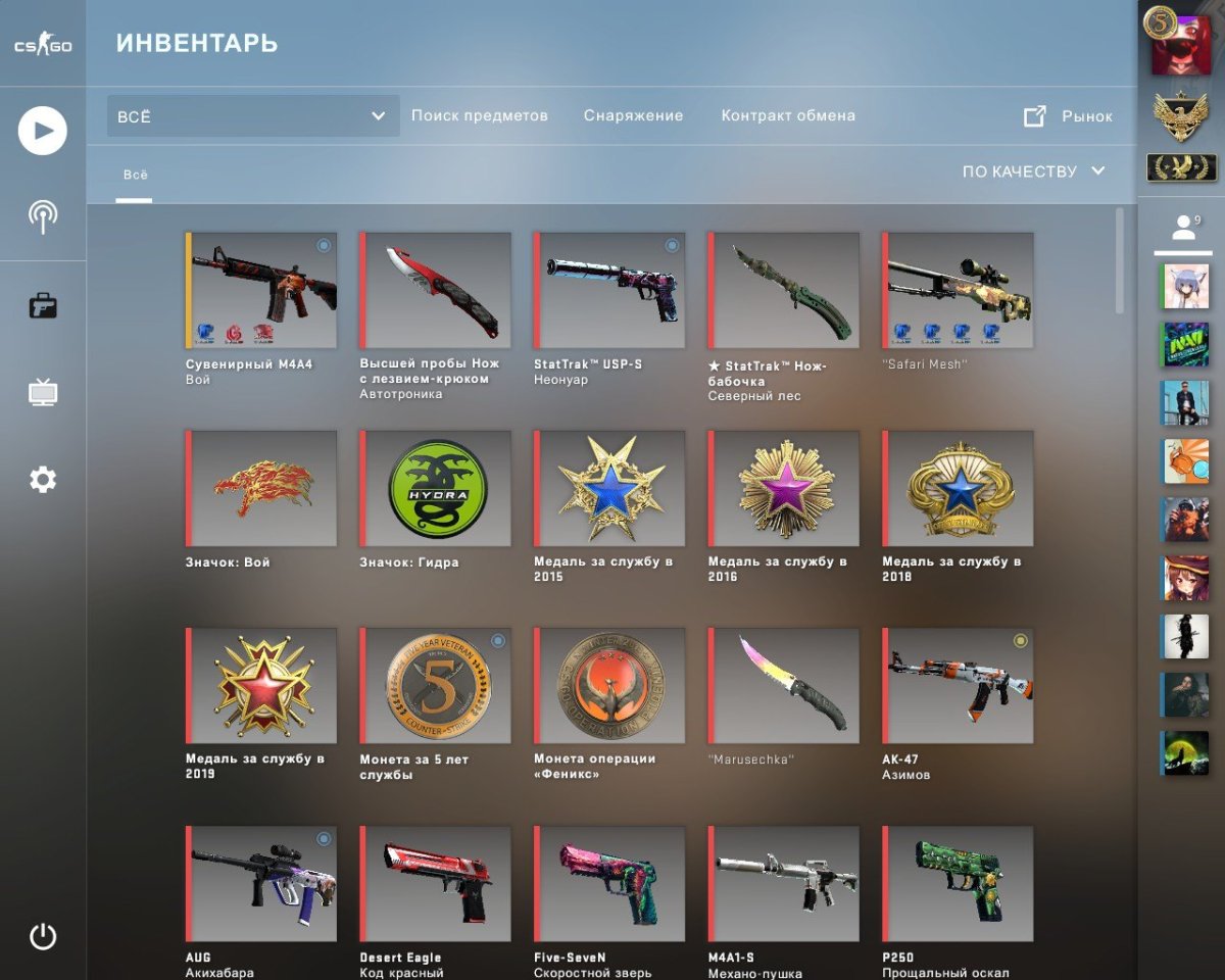 Скриншот инвентаря КС го стим