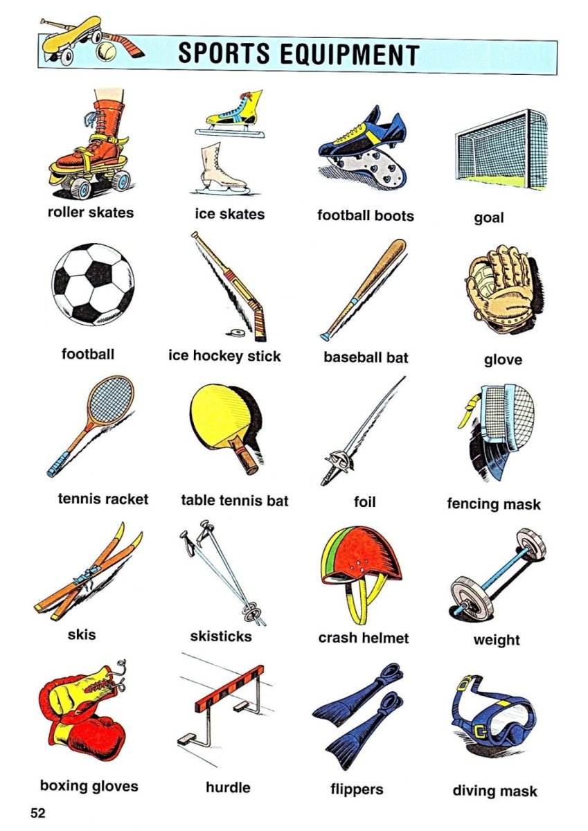 Sport Equipment Worksheets for Kids