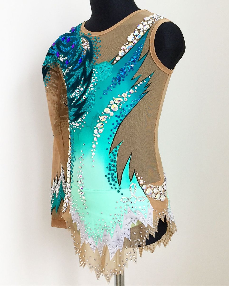 Купальник для художественной гимнастики цвет Тиффани