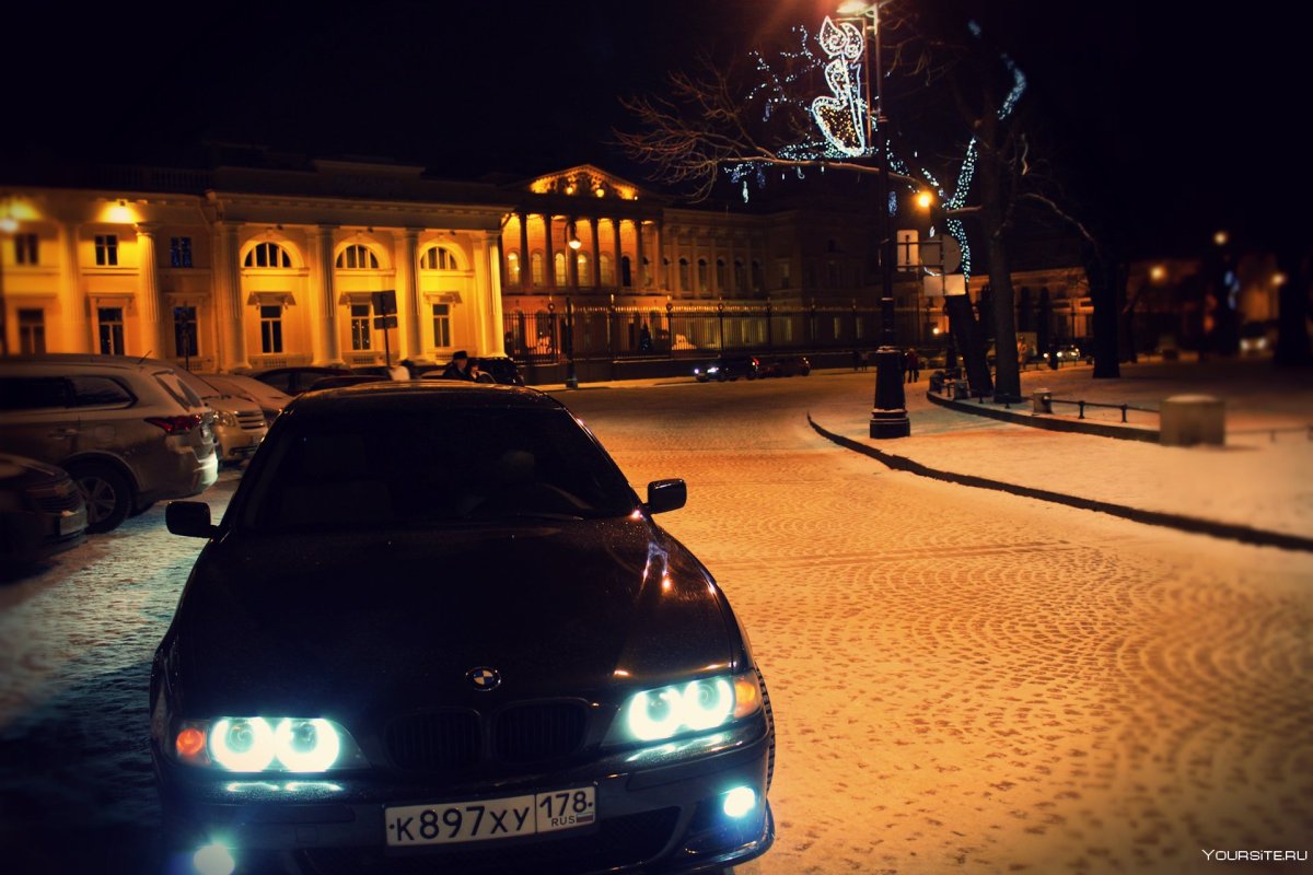 BMW e39 ночь зима