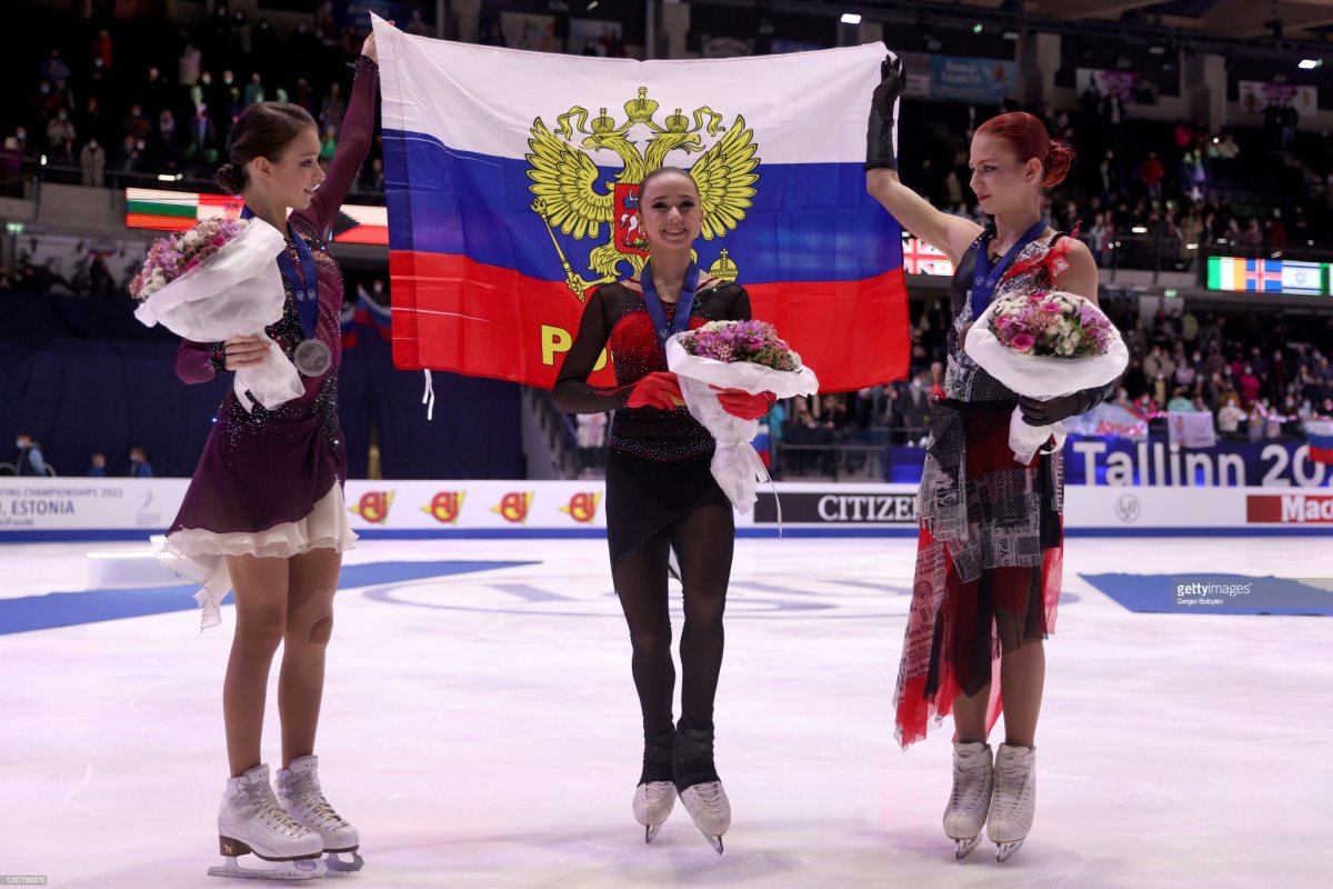 Камила Валиева Анна Щербакова Александра Трусова