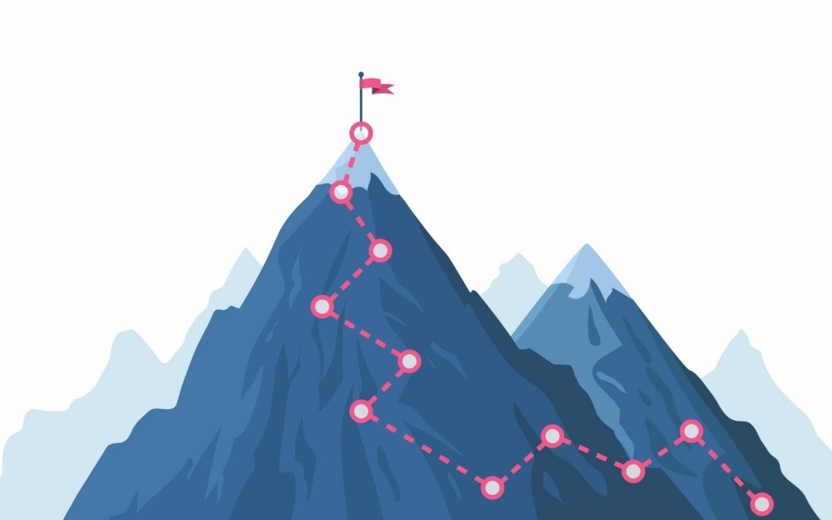 Инфографика в виде восхождения на гору