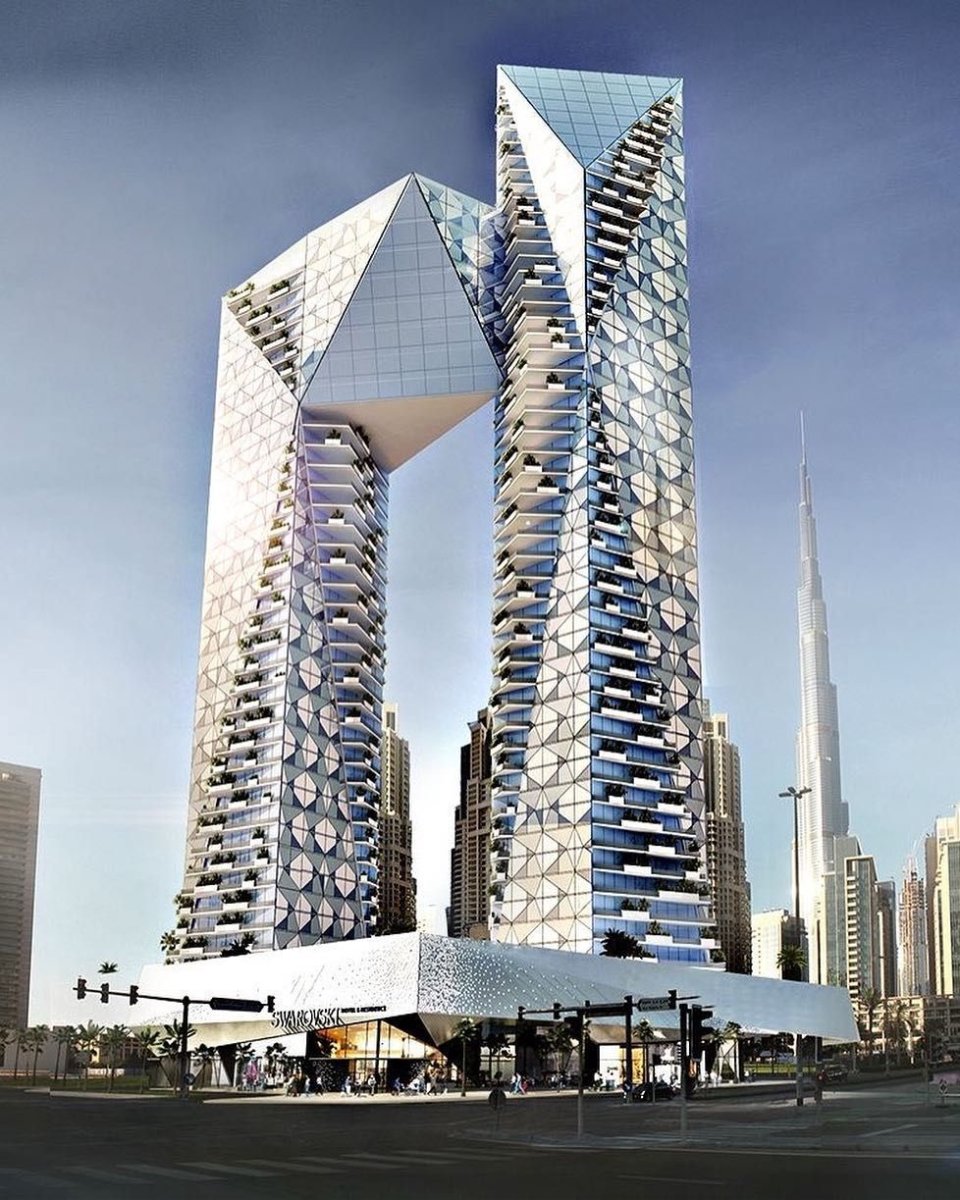 Футуристическая архитектура Дубаи небоскрёбы